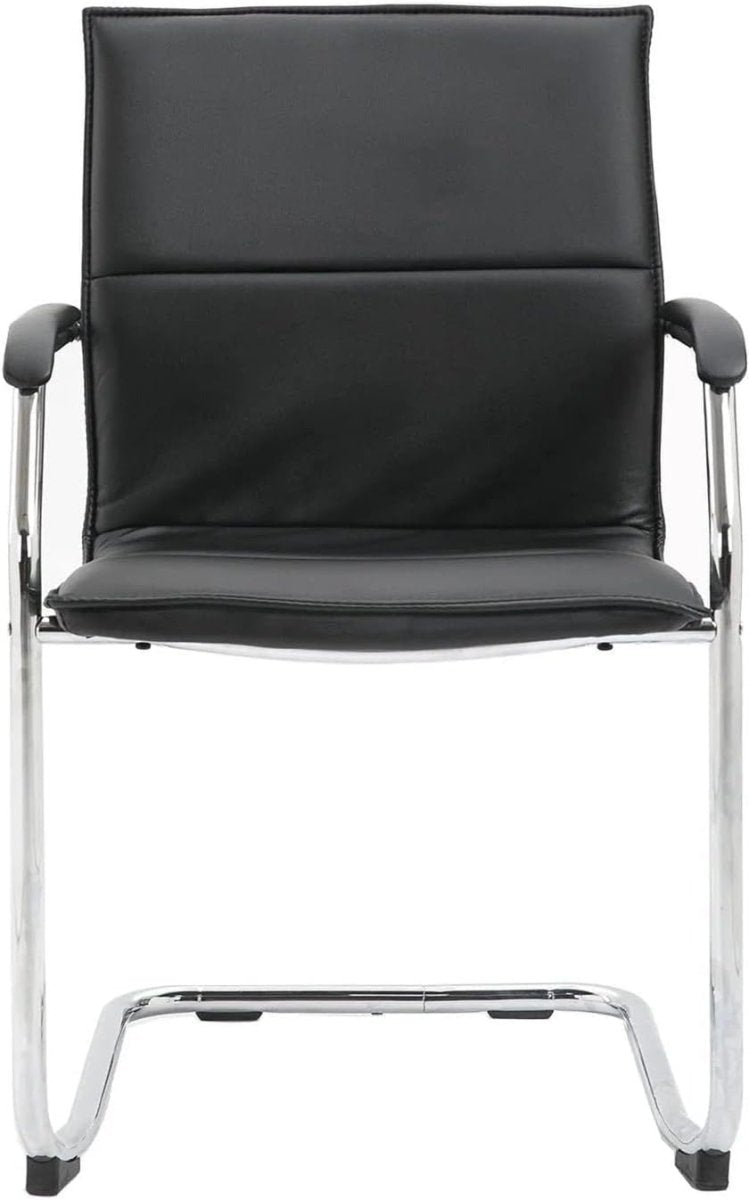 Grey Faux Leather Stackable Cantilever Office Meeting Room Chair Chrome Frame - Kwikley