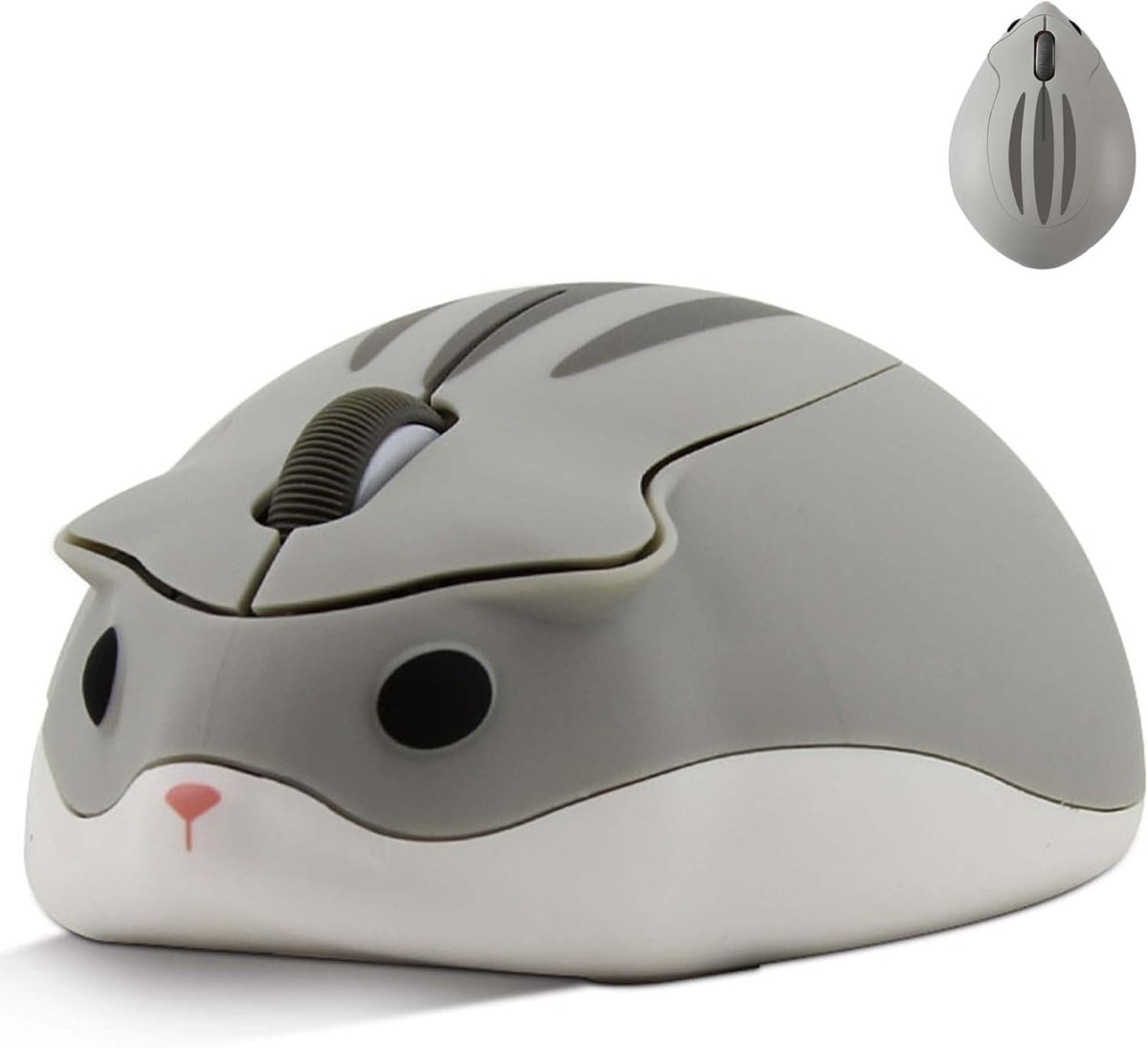 Grey Hamster Wireless Mouse Silent 1200DPI Cute USB PC Laptop - Kwikley