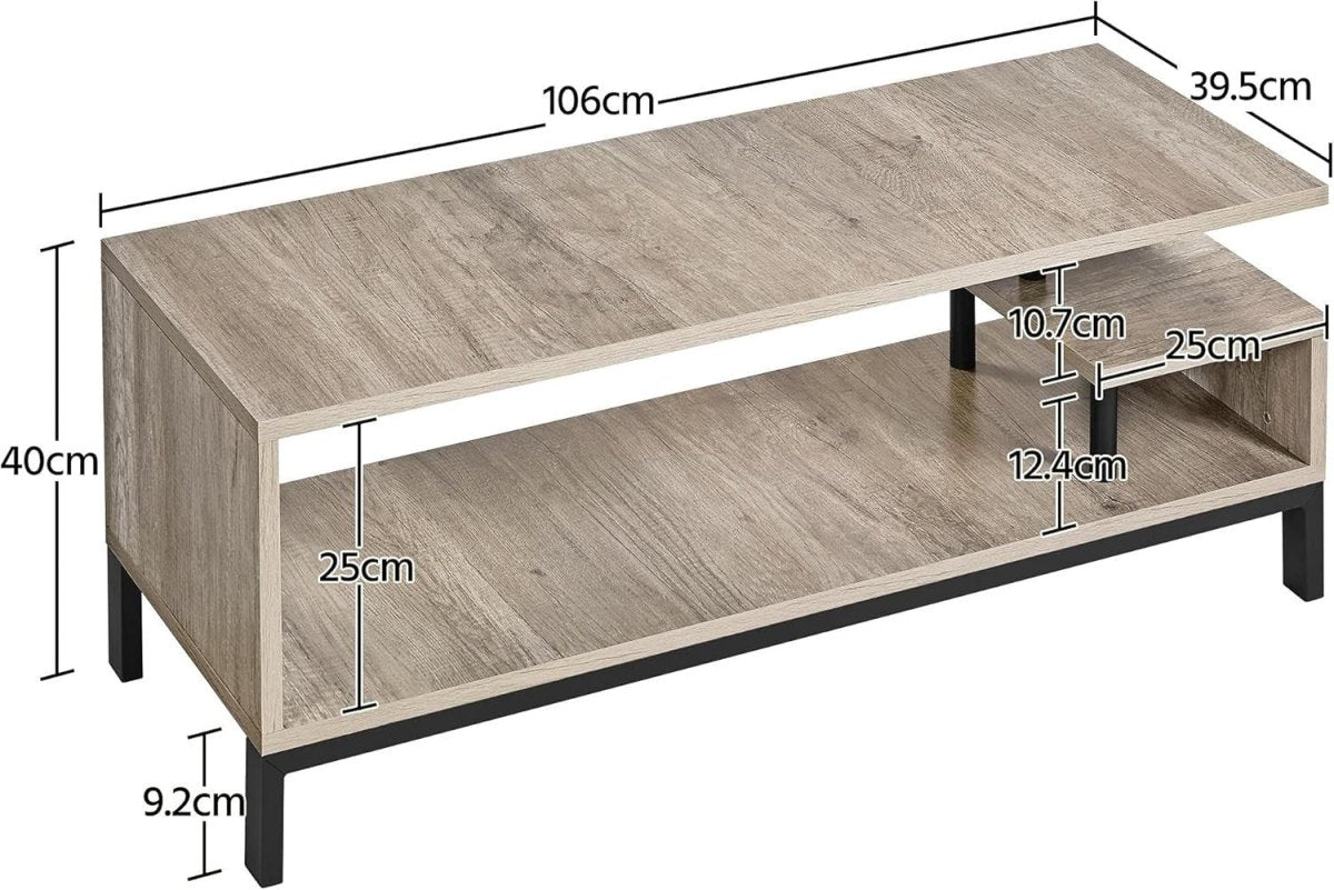 Grey Industrial TV Stand Unit with Shelf, Metal Frame, 106cm for 50" TVs - Kwikley