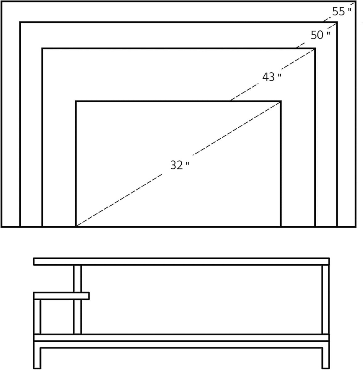 Grey Industrial TV Stand Unit with Shelf, Metal Frame, 106cm for 50" TVs - Kwikley