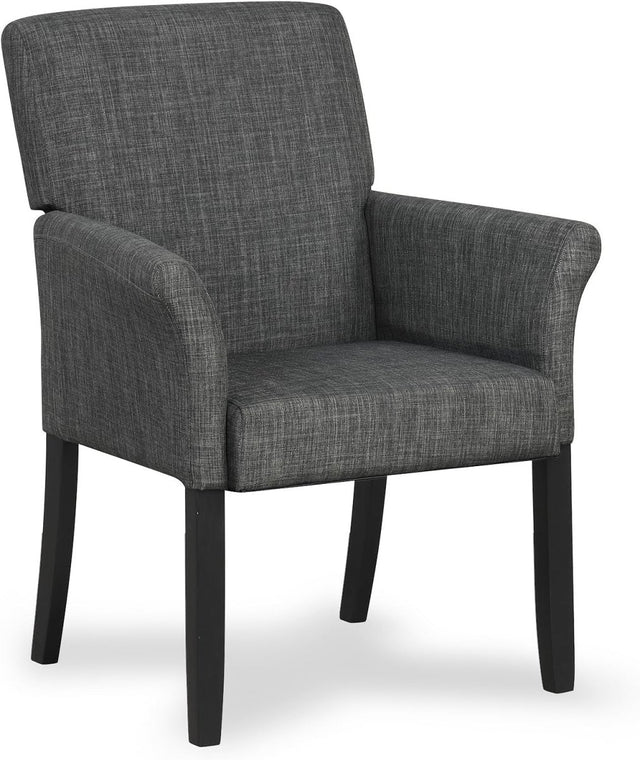 Grey Linen Fabric Accent Chair Lounge Armchair Wood Legs