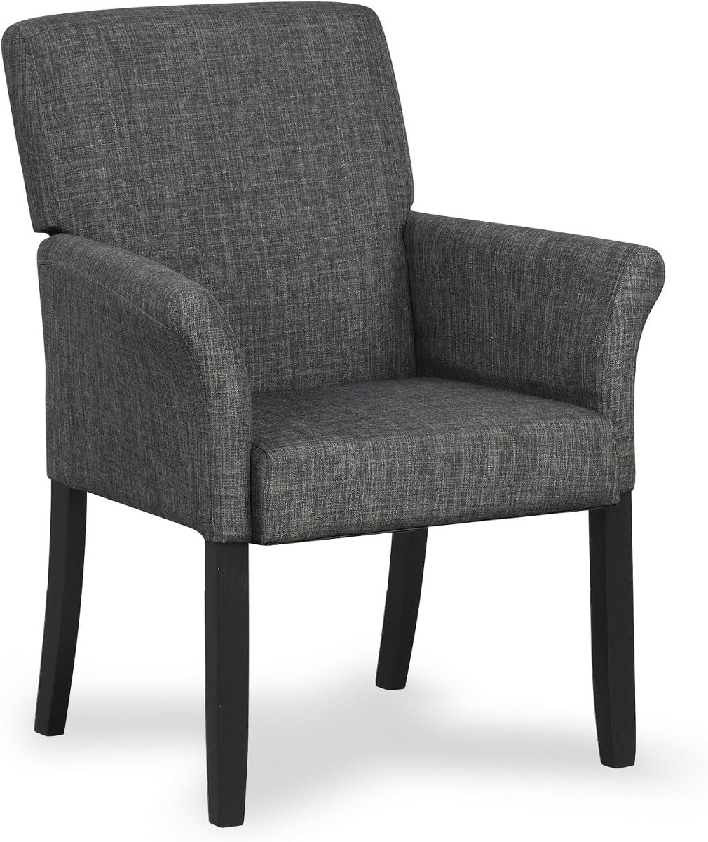 Grey Linen Fabric Accent Chair Lounge Armchair Wood Legs - Kwikley