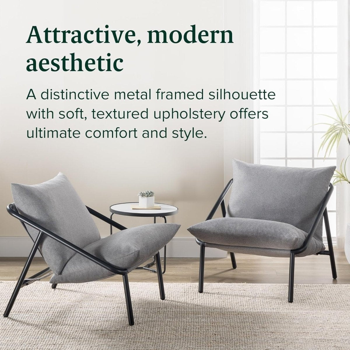 Grey Metal Frame Accent Chair | Shredded Foam Lounge Armchair, Modern - Kwikley
