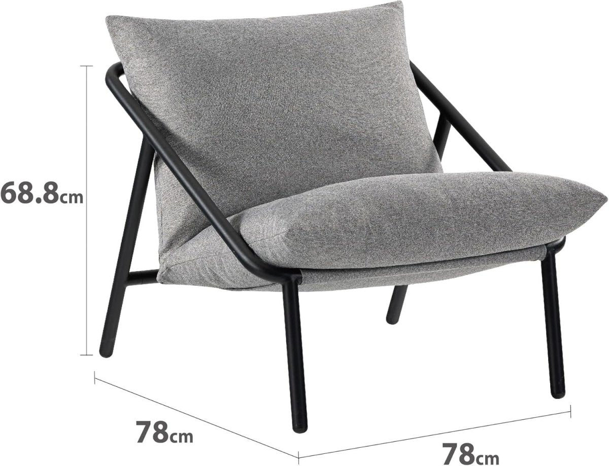 Grey Metal Frame Accent Chair | Shredded Foam Lounge Armchair, Modern - Kwikley