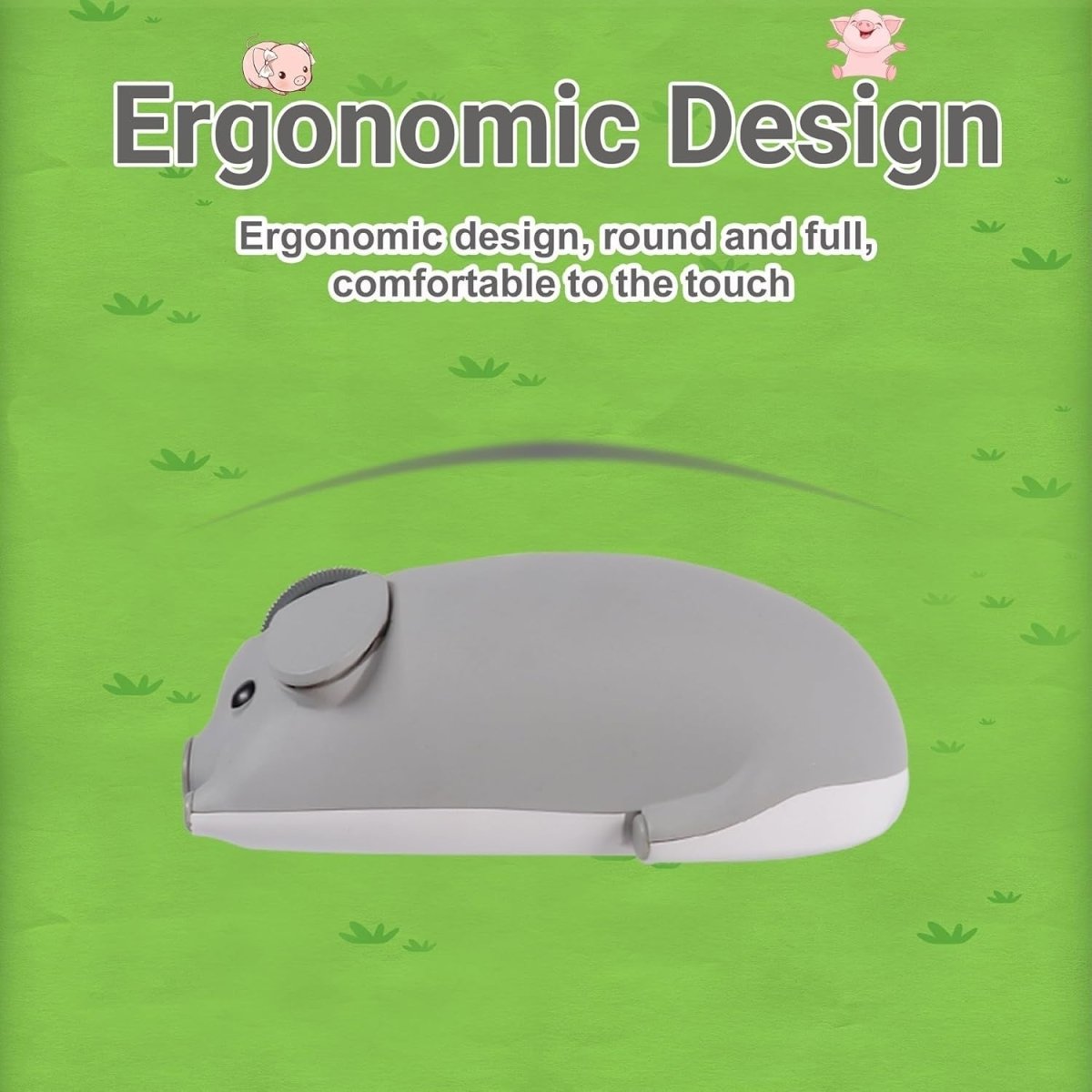 Grey Pig Wireless Mouse Bluetooth 5.1 2.4G Silent 1200DPI - Kwikley