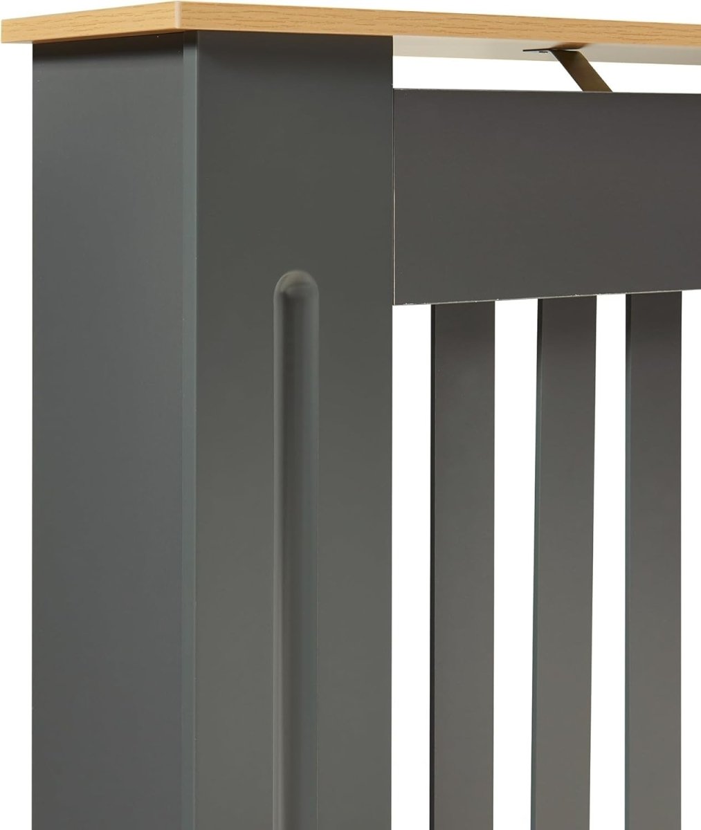 Grey Radiator Cover 112cm Classic Wood Cabinet with Grill Design & Wood Top - Kwikley