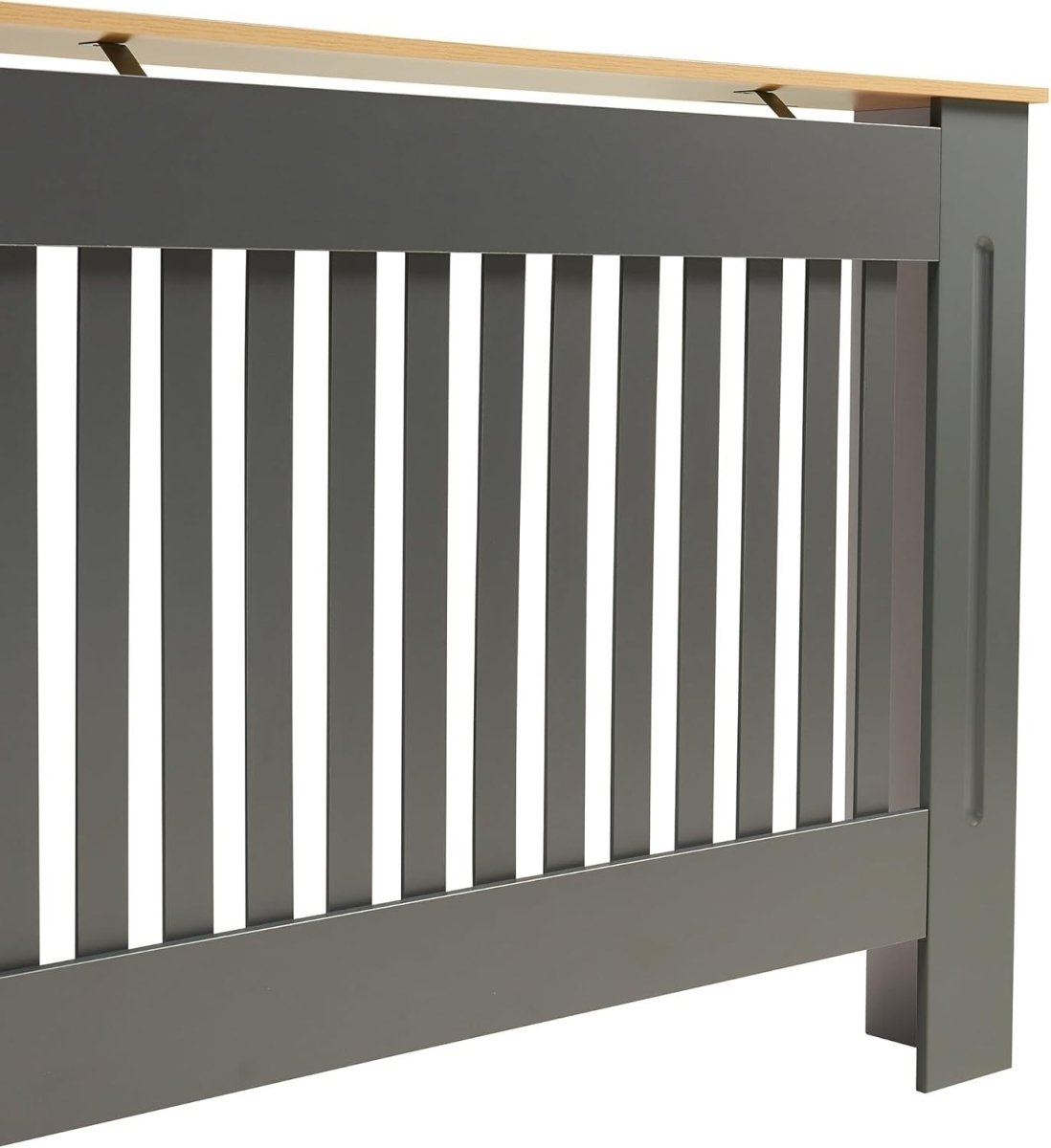 Grey Radiator Cover 112cm Classic Wood Cabinet with Grill Design & Wood Top - Kwikley
