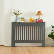 Grey Radiator Cover 112cm Classic Wood Cabinet with Grill Design & Wood Top - Kwikley