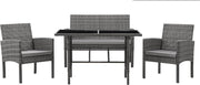 Grey Rattan 4 Seat Garden Dining Lounge Set Sofa Chairs Glass Table Outdoor - Kwikley