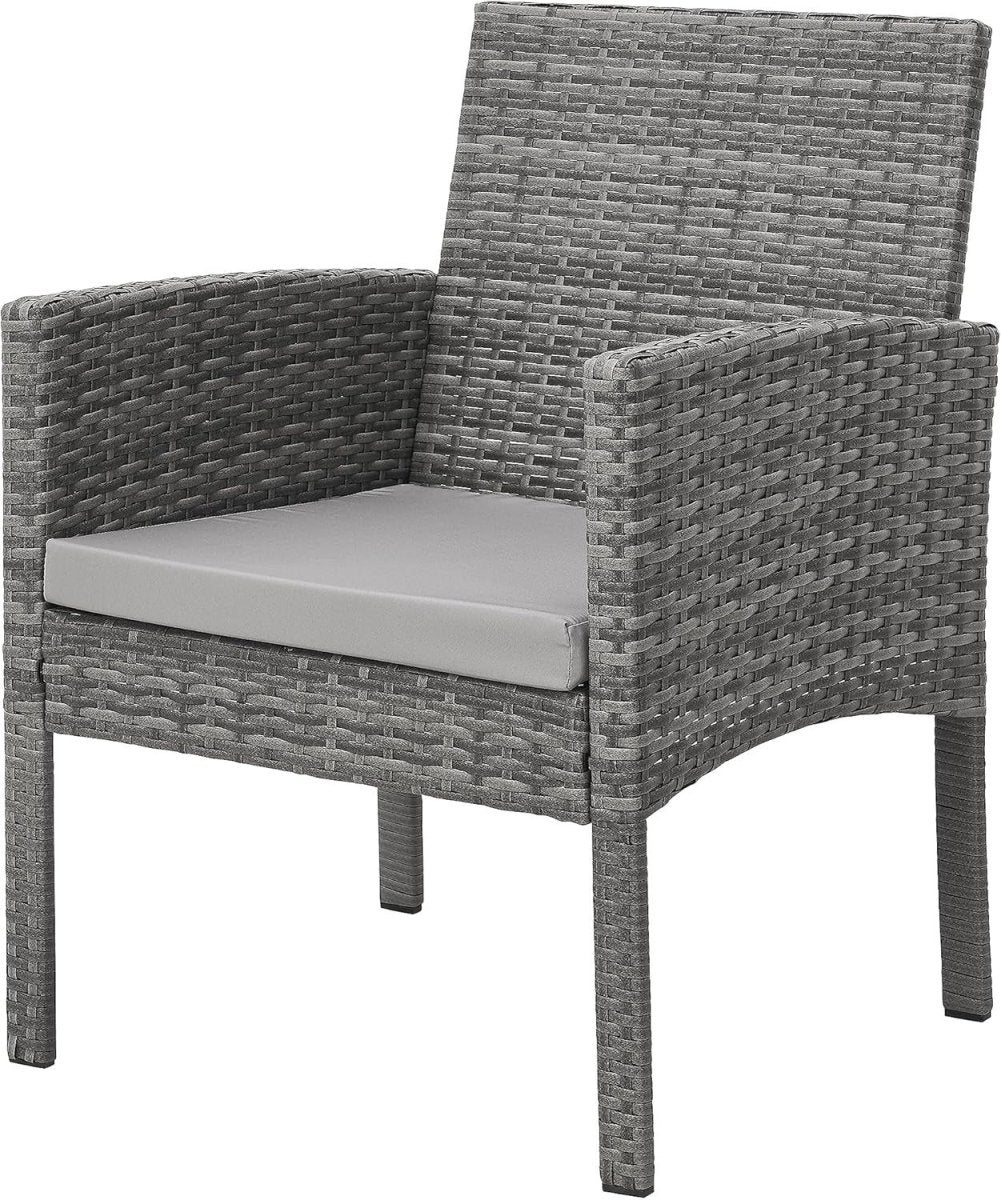 Grey Rattan 4 Seat Garden Dining Lounge Set Sofa Chairs Glass Table Outdoor - Kwikley