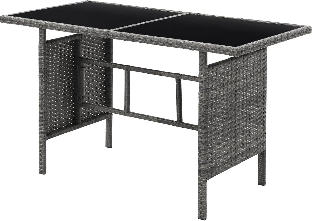 Grey Rattan 4 Seat Garden Dining Lounge Set Sofa Chairs Glass Table Outdoor - Kwikley