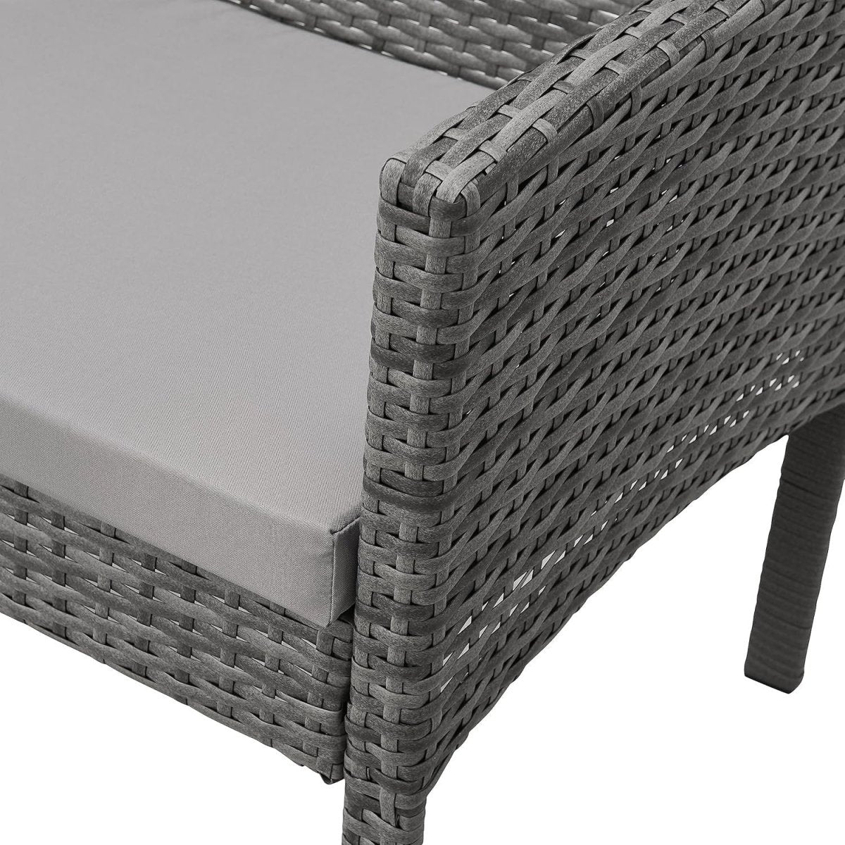 Grey Rattan 4 Seat Garden Dining Lounge Set Sofa Chairs Glass Table Outdoor - Kwikley