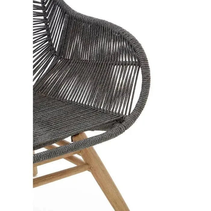 Grey Rope Armchair Accent Chair Nordic Lounge Seat with Wood Legs - Kwikley