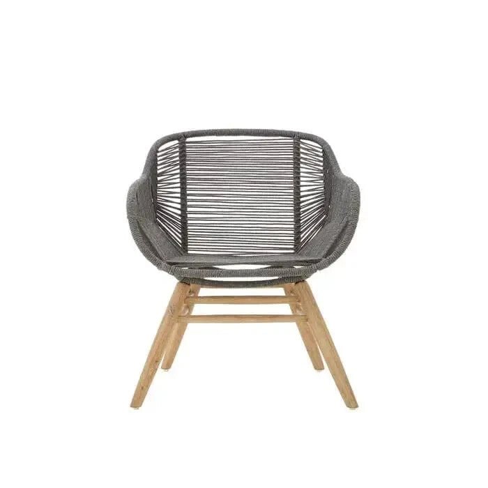 Grey Rope Armchair Accent Chair Nordic Lounge Seat with Wood Legs - Kwikley