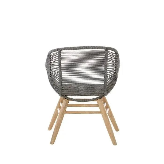 Grey Rope Armchair Accent Chair Nordic Lounge Seat with Wood Legs - Kwikley