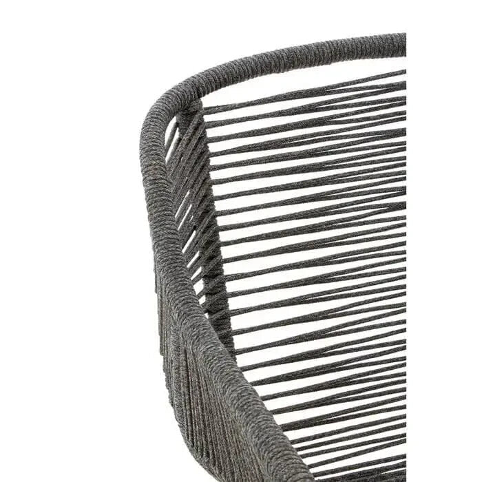 Grey Rope Armchair Accent Chair Nordic Lounge Seat with Wood Legs - Kwikley
