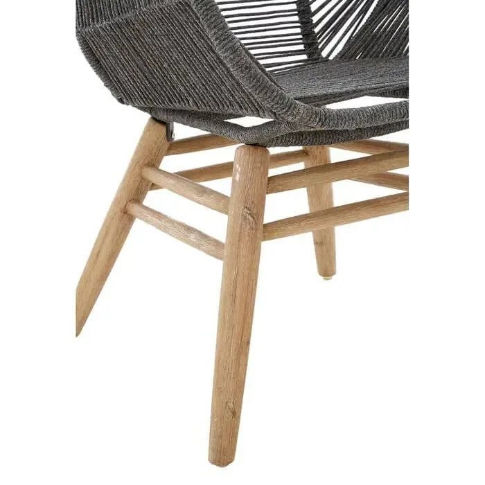 Grey Rope Armchair Accent Chair Nordic Lounge Seat with Wood Legs - Kwikley