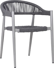 Grey Rope Weave Arm Chair Stackable Outdoor Patio Commercial Metal Seat - Kwikley
