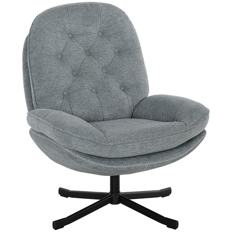 Grey Swivel Armchair Accent Chair Chenille Tufted Lounge Seat Home Office - Kwikley