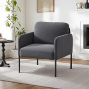 Grey Velvet Accent Armchair Modern Lounge Reading Chair - Kwikley