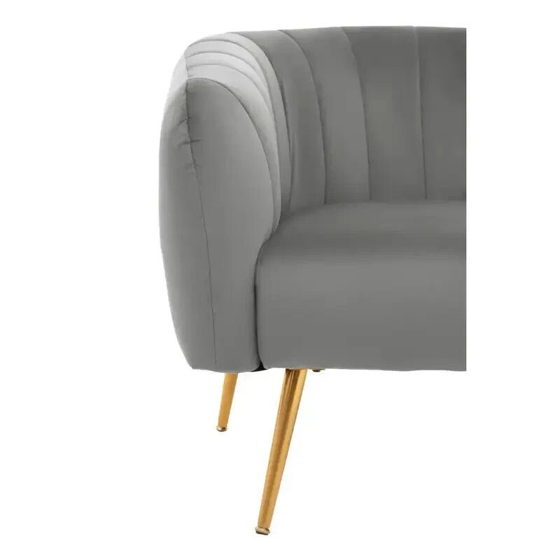 Grey Velvet Accent Chair – Gold Legs, Tufted Armchair, Modern Lounge Seat - Kwikley