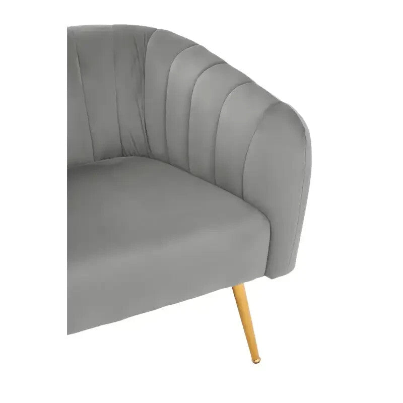 Grey Velvet Accent Chair – Gold Legs, Tufted Armchair, Modern Lounge Seat - Kwikley