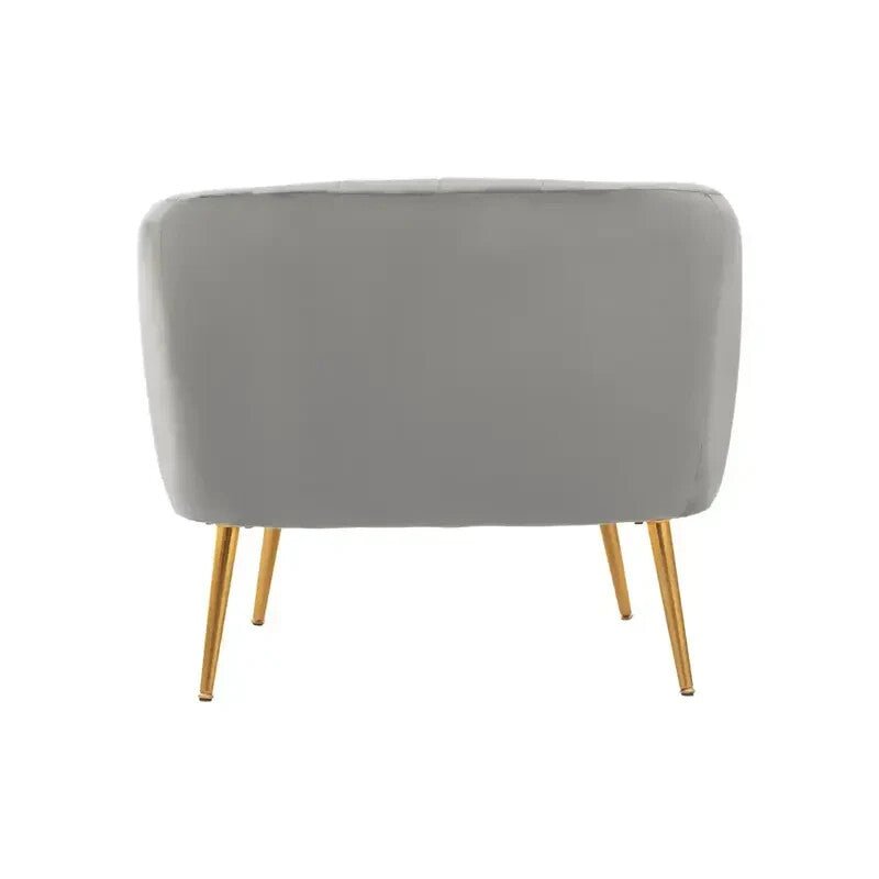 Grey Velvet Accent Chair – Gold Legs, Tufted Armchair, Modern Lounge Seat - Kwikley