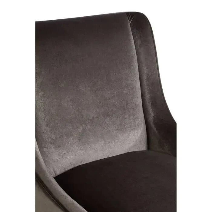 Grey Velvet Accent Chair – High Back Armchair with Wood Legs 200kg Seat - Kwikley