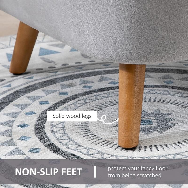 Grey Velvet Accent Chair Shell Back Armchair Lounge Bedroom Seating Legs - Kwikley