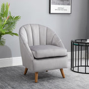 Grey Velvet Accent Chair Shell Back Armchair Lounge Bedroom Seating Legs - Kwikley