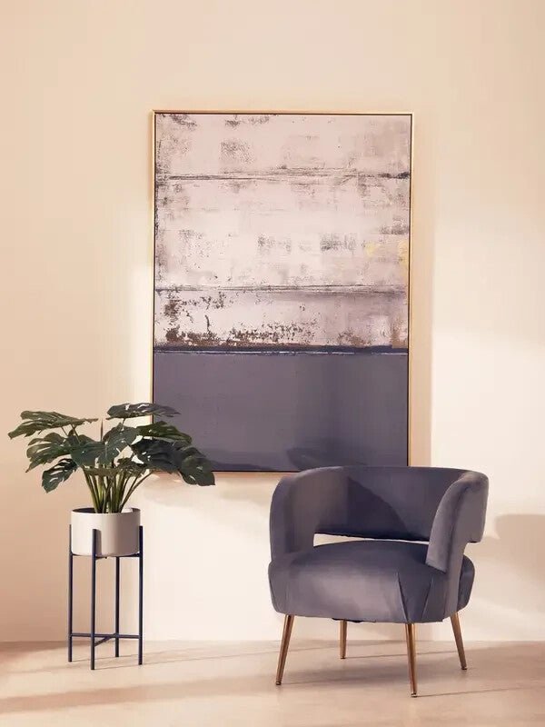 Grey Velvet Accent Chair with Gold Legs Modern Lounge Bedroom Armchair - Kwikley
