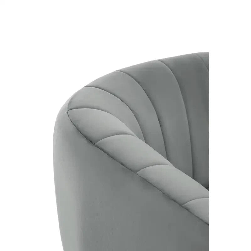 Grey Velvet Accent Chair with Gold Legs – Tufted Armchair for Lounge or Hall - Kwikley