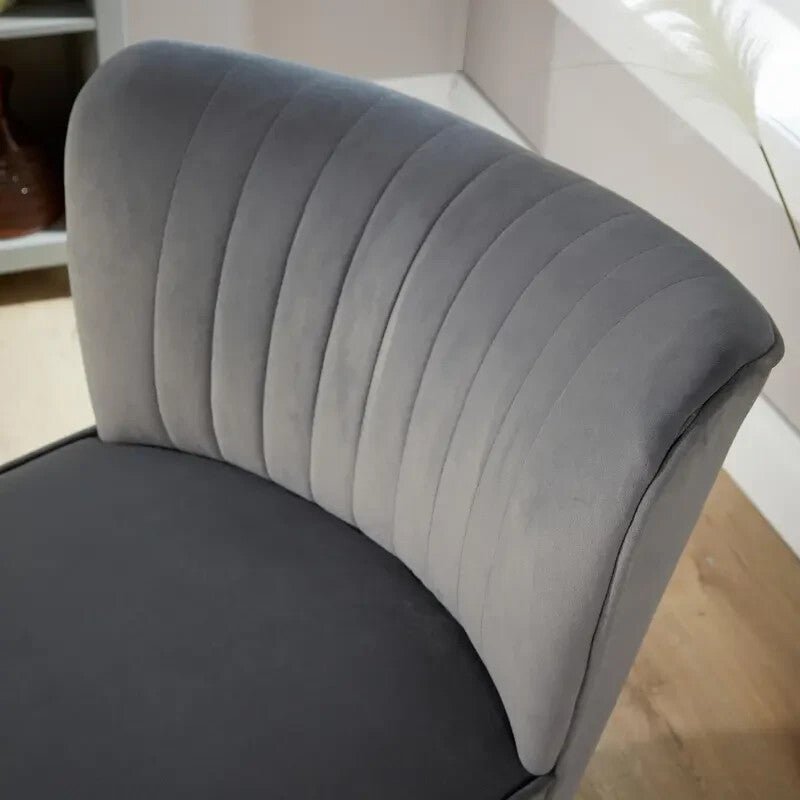 Grey Velvet Armless Accent Chair with Gold Legs Modern Lounge Bedroom Seat - Kwikley