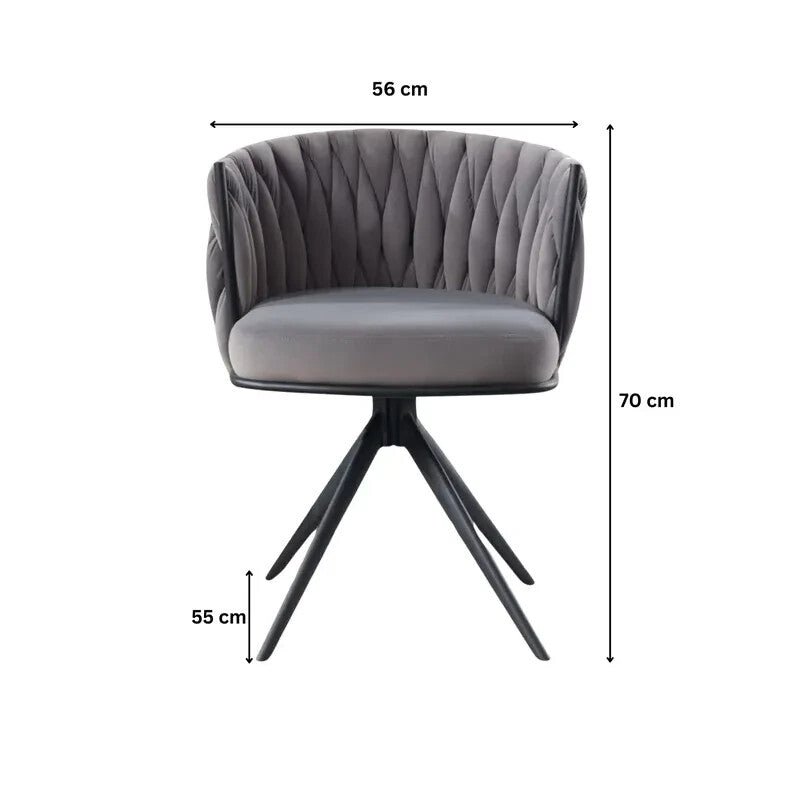 Grey Velvet Swivel Accent Chair Round Tufted Back Plush Seat Metal Legs - Kwikley