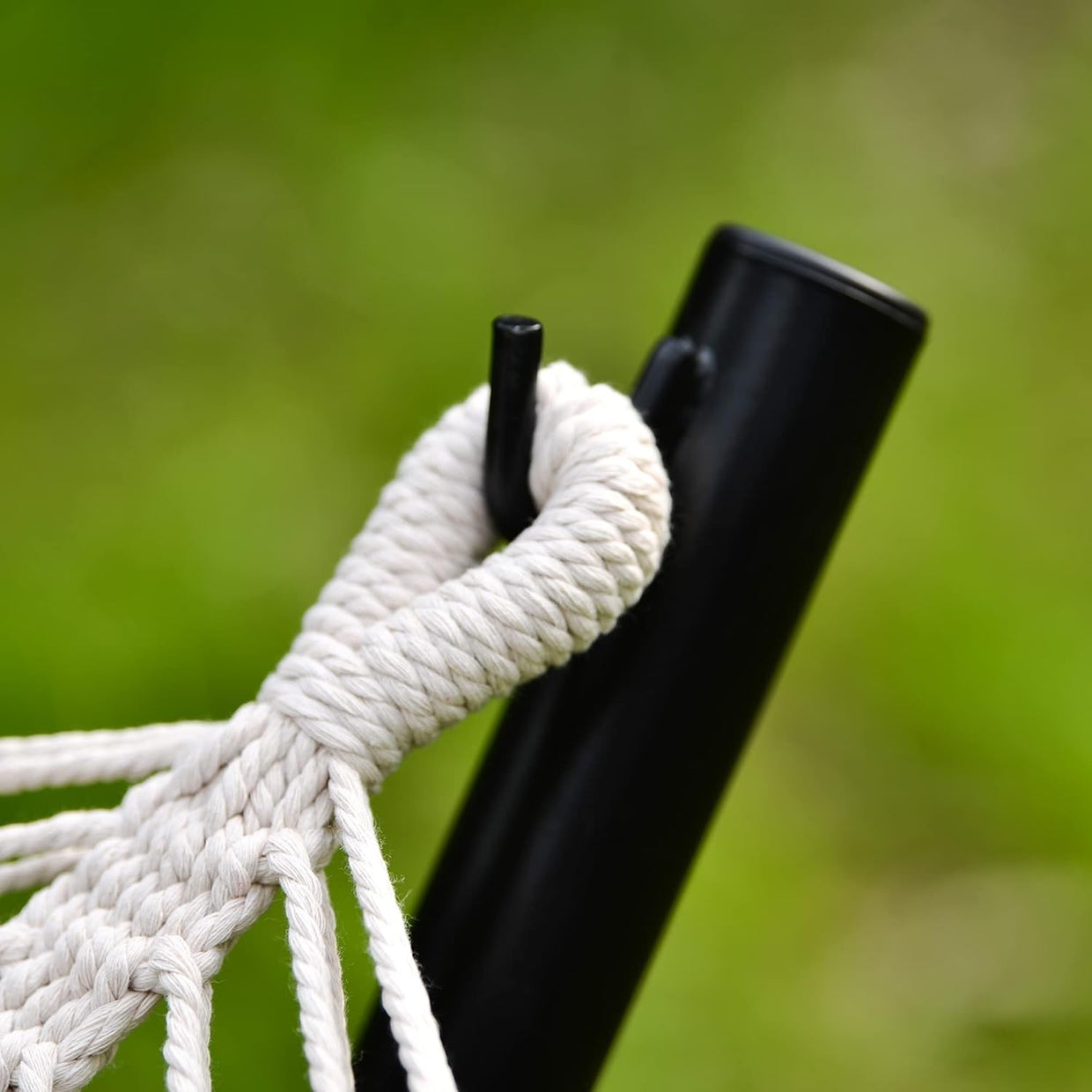 Grey & White Hammock with Stand | Portable Cotton Swing Bed | 150KG Capacity - Kwikley