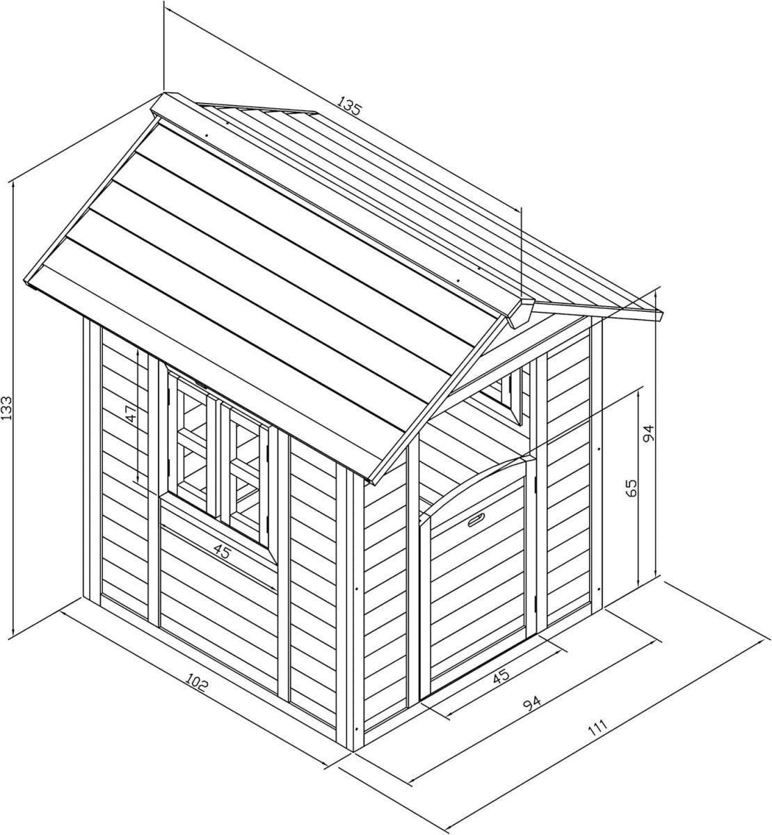 Grey White Wooden Kids Playhouse Outdoor Garden Lodge FSC Wood - Kwikley