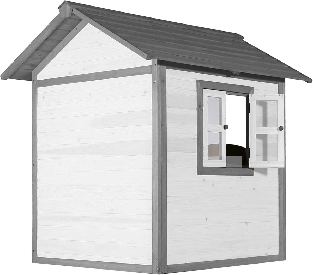 Grey White Wooden Kids Playhouse Outdoor Garden Lodge FSC Wood - Kwikley