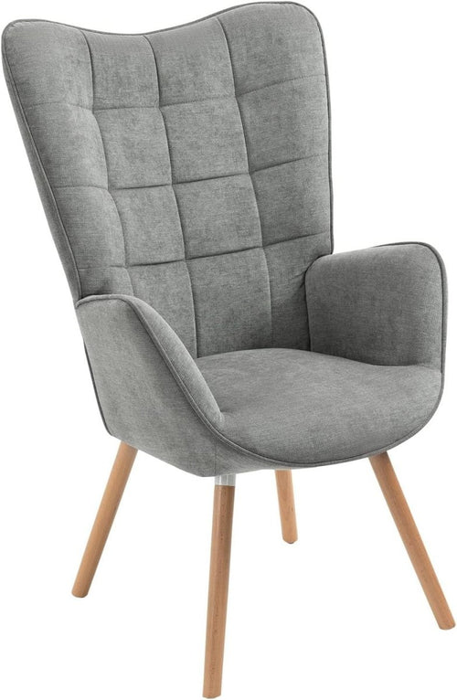Grey Wingback Accent Chair Lounge Armchair for Reading Bedroom Office - Kwikley