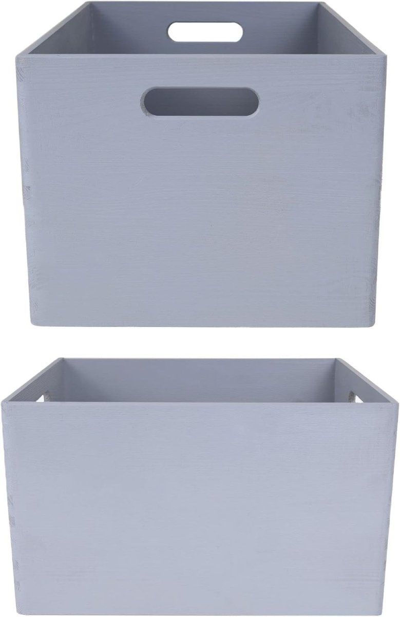 Grey Wooden Storage Box with Lid 40x30x24cm Organizer for Home and Gifts - Kwikley
