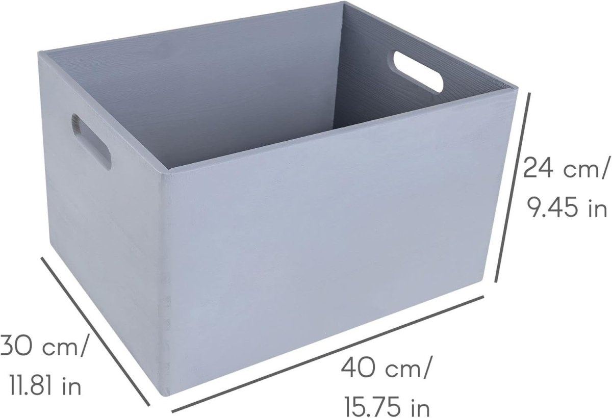 Grey Wooden Storage Box with Lid 40x30x24cm Organizer for Home and Gifts - Kwikley