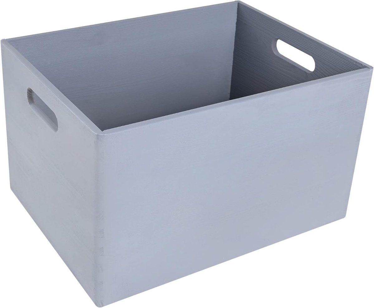 Grey Wooden Storage Box with Lid 40x30x24cm Organizer for Home and Gifts - Kwikley