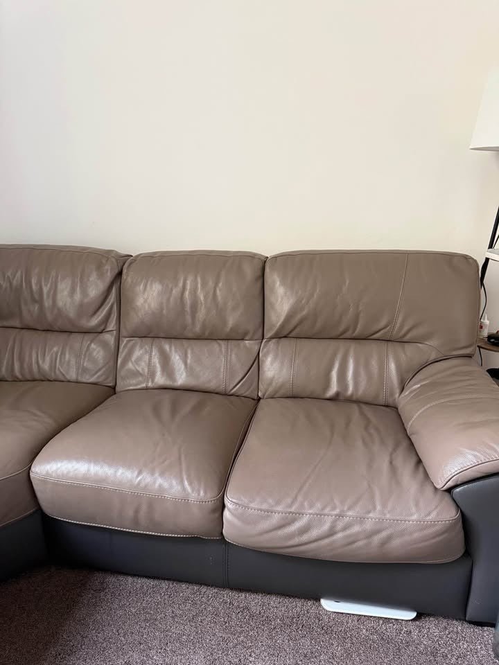 Greyish Brown Leather Corner Sofa (PTP) - Kwikley