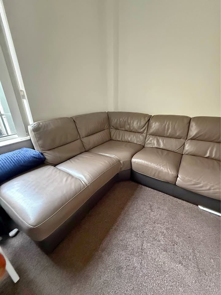 Greyish Brown Leather Corner Sofa (PTP) - Kwikley