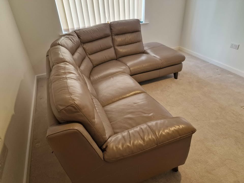 Greyish Brown Leather Corner Sofa (PTP) - Kwikley
