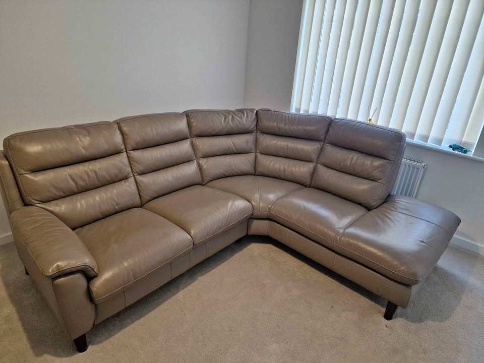 Greyish Brown Leather Corner Sofa (PTP) - Kwikley