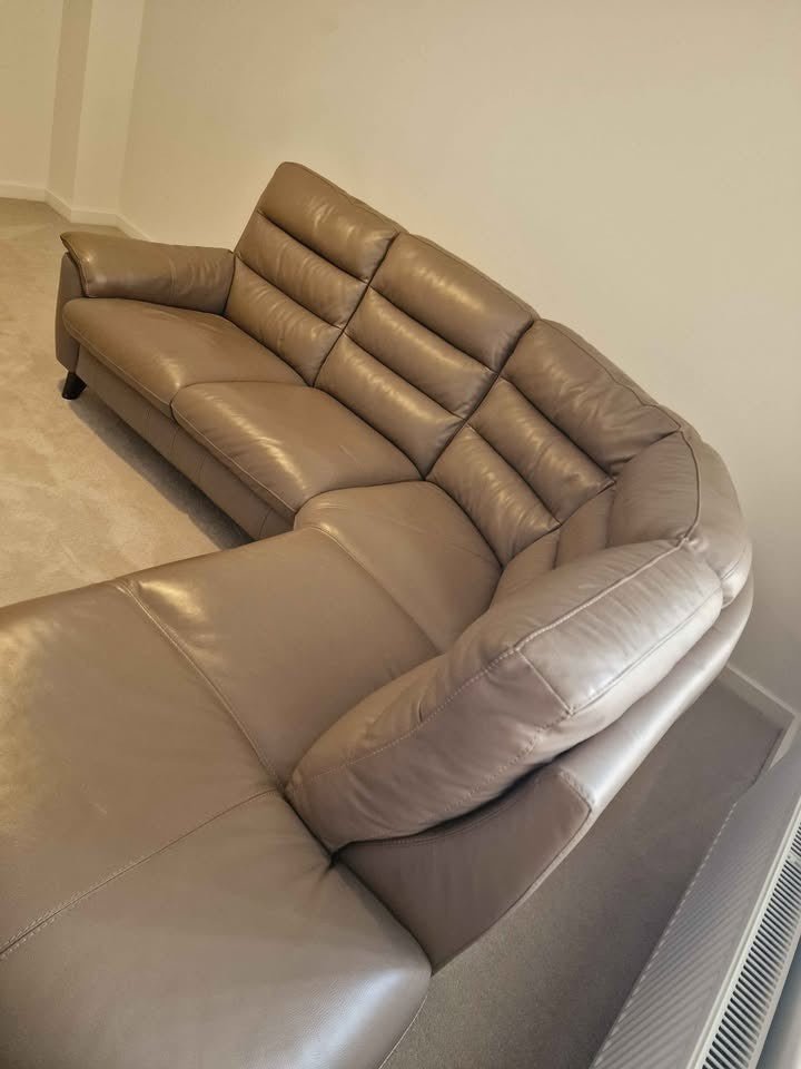 Greyish Brown Leather Corner Sofa (PTP) - Kwikley