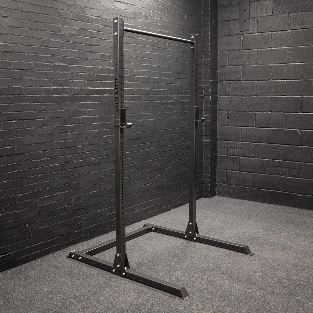 Half Power Rack Squat Cage Black with Pull Up Bar | Adjustable Home Gym - Kwikley