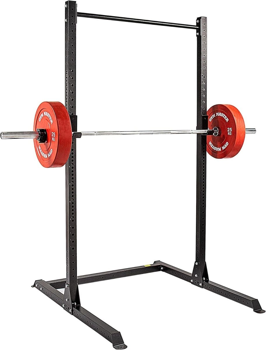 Half Power Rack Squat Cage Black with Pull Up Bar | Adjustable Home Gym - Kwikley