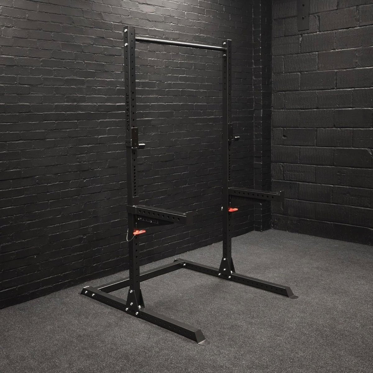 Half Power Rack Squat Cage Black with Pull Up Bar & Safety Spotters - Kwikley