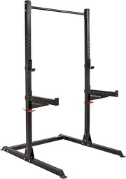 Half Power Rack Squat Cage Black with Pull Up Bar & Safety Spotters - Kwikley